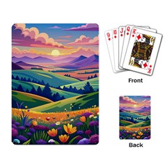 Field Valley Nature Meadows Flowers Dawn Landscape Playing Cards Single Design (rectangle)