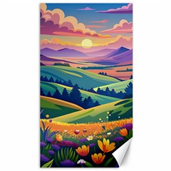 Field Valley Nature Meadows Flowers Dawn Landscape Canvas 40  X 72 