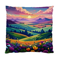 Field Valley Nature Meadows Flowers Dawn Landscape Standard Cushion Case (one Side)