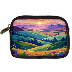 Field Valley Nature Meadows Flowers Dawn Landscape Digital Camera Leather Case by Maspions