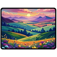 Field Valley Nature Meadows Flowers Dawn Landscape Fleece Blanket (large)