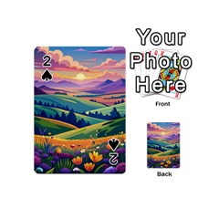 Field Valley Nature Meadows Flowers Dawn Landscape Playing Cards 54 Designs (mini)