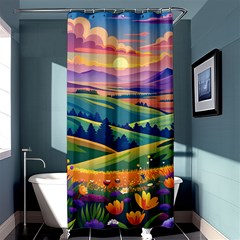 Field Valley Nature Meadows Flowers Dawn Landscape Shower Curtain 36  X 72  (stall) 