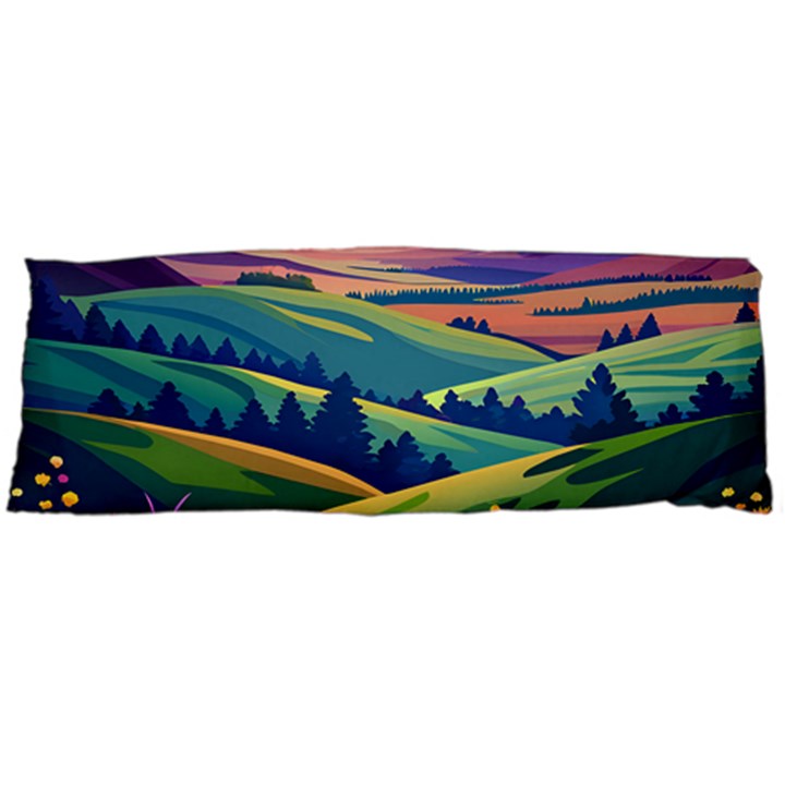 Field Valley Nature Meadows Flowers Dawn Landscape Body Pillow Case (Dakimakura)