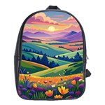 Field Valley Nature Meadows Flowers Dawn Landscape School Bag (XL) Front