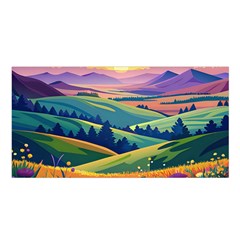 Field Valley Nature Meadows Flowers Dawn Landscape Satin Shawl 45  X 80  by Maspions