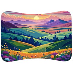 Field Valley Nature Meadows Flowers Dawn Landscape Velour Seat Head Rest Cushion