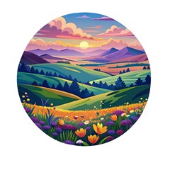 Field Valley Nature Meadows Flowers Dawn Landscape Mini Round Pill Box