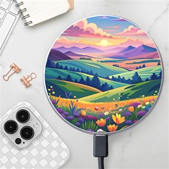 Field Valley Nature Meadows Flowers Dawn Landscape Wireless Fast Charger(white)