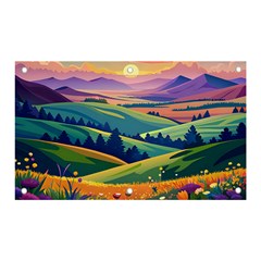 Field Valley Nature Meadows Flowers Dawn Landscape Banner And Sign 5  X 3  by Maspions