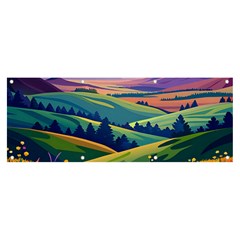 Field Valley Nature Meadows Flowers Dawn Landscape Banner And Sign 8  X 3  by Maspions