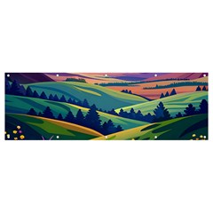 Field Valley Nature Meadows Flowers Dawn Landscape Banner And Sign 12  X 4  by Maspions