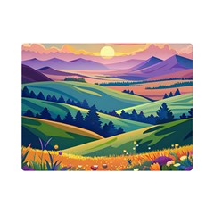 Field Valley Nature Meadows Flowers Dawn Landscape Premium Plush Fleece Blanket (mini) by Maspions