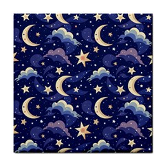 Night Moon Seamless Background Stars Sky Clouds Texture Pattern Tile Coaster