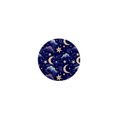 Night Moon Seamless Background Stars Sky Clouds Texture Pattern 1  Mini Buttons