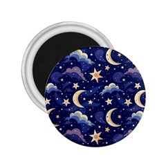 Night Moon Seamless Background Stars Sky Clouds Texture Pattern 2 25  Magnets