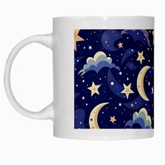 Night Moon Seamless Background Stars Sky Clouds Texture Pattern White Mug