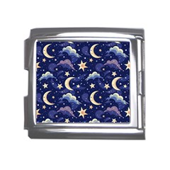 Night Moon Seamless Background Stars Sky Clouds Texture Pattern Mega Link Italian Charm (18mm)