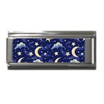 Night Moon Seamless Background Stars Sky Clouds Texture Pattern Superlink Italian Charm (9mm) Front