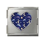 Night Moon Seamless Background Stars Sky Clouds Texture Pattern Mega Link Heart Italian Charm (18mm) Front