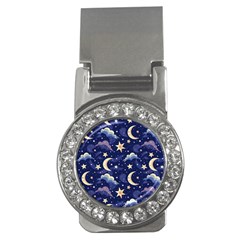 Night Moon Seamless Background Stars Sky Clouds Texture Pattern Money Clips (cz)  by Maspions