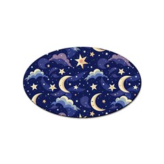 Night Moon Seamless Background Stars Sky Clouds Texture Pattern Sticker Oval (10 Pack) by Maspions