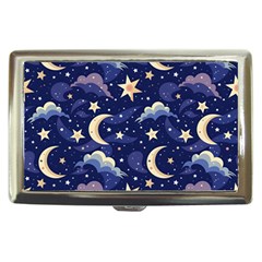 Night Moon Seamless Background Stars Sky Clouds Texture Pattern Cigarette Money Case