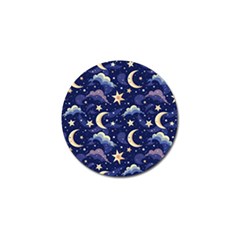 Night Moon Seamless Background Stars Sky Clouds Texture Pattern Golf Ball Marker