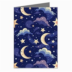 Night Moon Seamless Background Stars Sky Clouds Texture Pattern Greeting Card