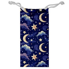 Night Moon Seamless Background Stars Sky Clouds Texture Pattern Jewelry Bag