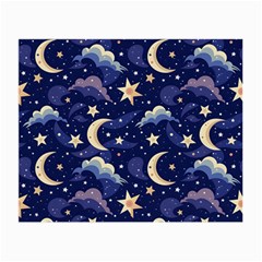 Night Moon Seamless Background Stars Sky Clouds Texture Pattern Small Glasses Cloth (2 Sides) by Maspions