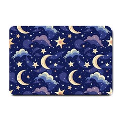 Night Moon Seamless Background Stars Sky Clouds Texture Pattern Small Doormat