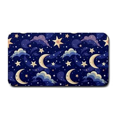 Night Moon Seamless Background Stars Sky Clouds Texture Pattern Medium Bar Mat by Maspions