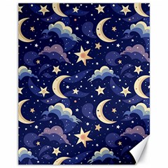 Night Moon Seamless Background Stars Sky Clouds Texture Pattern Canvas 11  X 14 