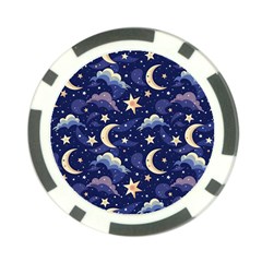 Night Moon Seamless Background Stars Sky Clouds Texture Pattern Poker Chip Card Guard