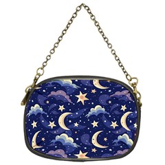 Night Moon Seamless Background Stars Sky Clouds Texture Pattern Chain Purse (one Side) by Maspions