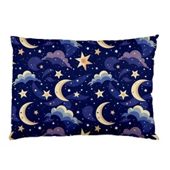 Night Moon Seamless Background Stars Sky Clouds Texture Pattern Pillow Case by Maspions