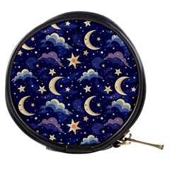 Night Moon Seamless Background Stars Sky Clouds Texture Pattern Mini Makeup Bag