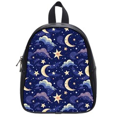 Night Moon Seamless Background Stars Sky Clouds Texture Pattern School Bag (small)