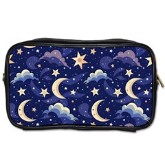 Night Moon Seamless Background Stars Sky Clouds Texture Pattern Toiletries Bag (one Side)