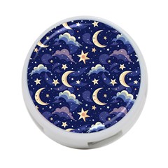 Night Moon Seamless Background Stars Sky Clouds Texture Pattern 4-port Usb Hub (one Side)