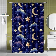 Night Moon Seamless Background Stars Sky Clouds Texture Pattern Shower Curtain 48  X 72  (small) 