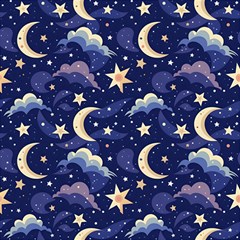 Night Moon Seamless Background Stars Sky Clouds Texture Pattern Play Mat (rectangle) by Maspions