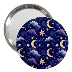 Night Moon Seamless Background Stars Sky Clouds Texture Pattern 3  Handbag Mirrors