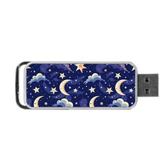 Night Moon Seamless Background Stars Sky Clouds Texture Pattern Portable Usb Flash (one Side)