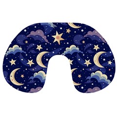 Night Moon Seamless Background Stars Sky Clouds Texture Pattern Travel Neck Pillow