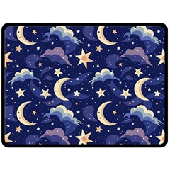 Night Moon Seamless Background Stars Sky Clouds Texture Pattern Two Sides Fleece Blanket (large)