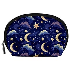 Night Moon Seamless Background Stars Sky Clouds Texture Pattern Accessory Pouch (large) by Maspions