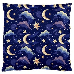 Night Moon Seamless Background Stars Sky Clouds Texture Pattern Large Premium Plush Fleece Cushion Case (one Side)