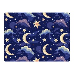 Night Moon Seamless Background Stars Sky Clouds Texture Pattern Two Sides Premium Plush Fleece Blanket (mini)